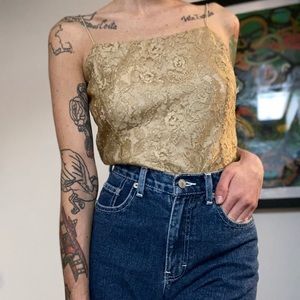 Vintage 90’s Ann Taylor gold lace camisole